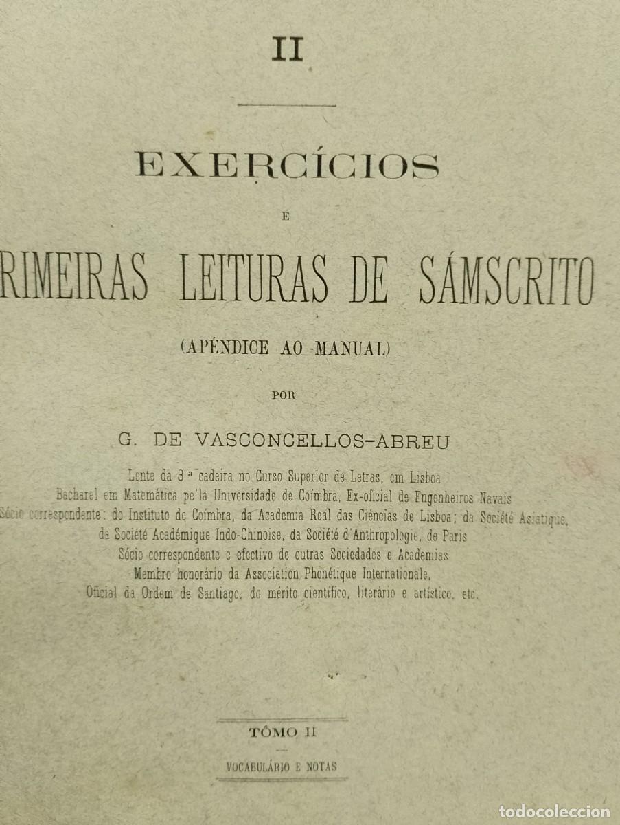 Libros antiguos: Exerc&iacute;cios e primeiras Leituras de S&acirc;nscrito 1898 - Foto 3