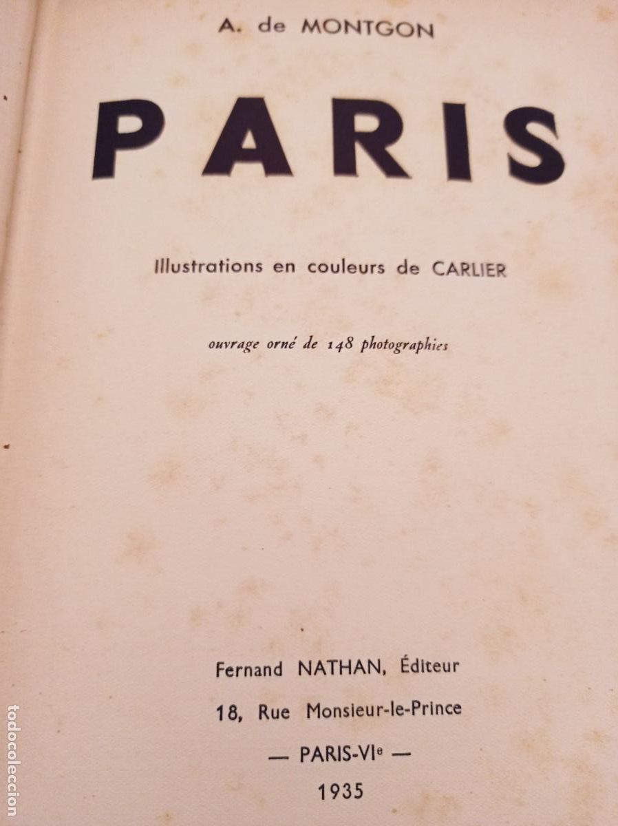 Libros antiguos: PARIS - A DE MONTGON - FERNAND NATHAN, EDITEUR - Foto 3