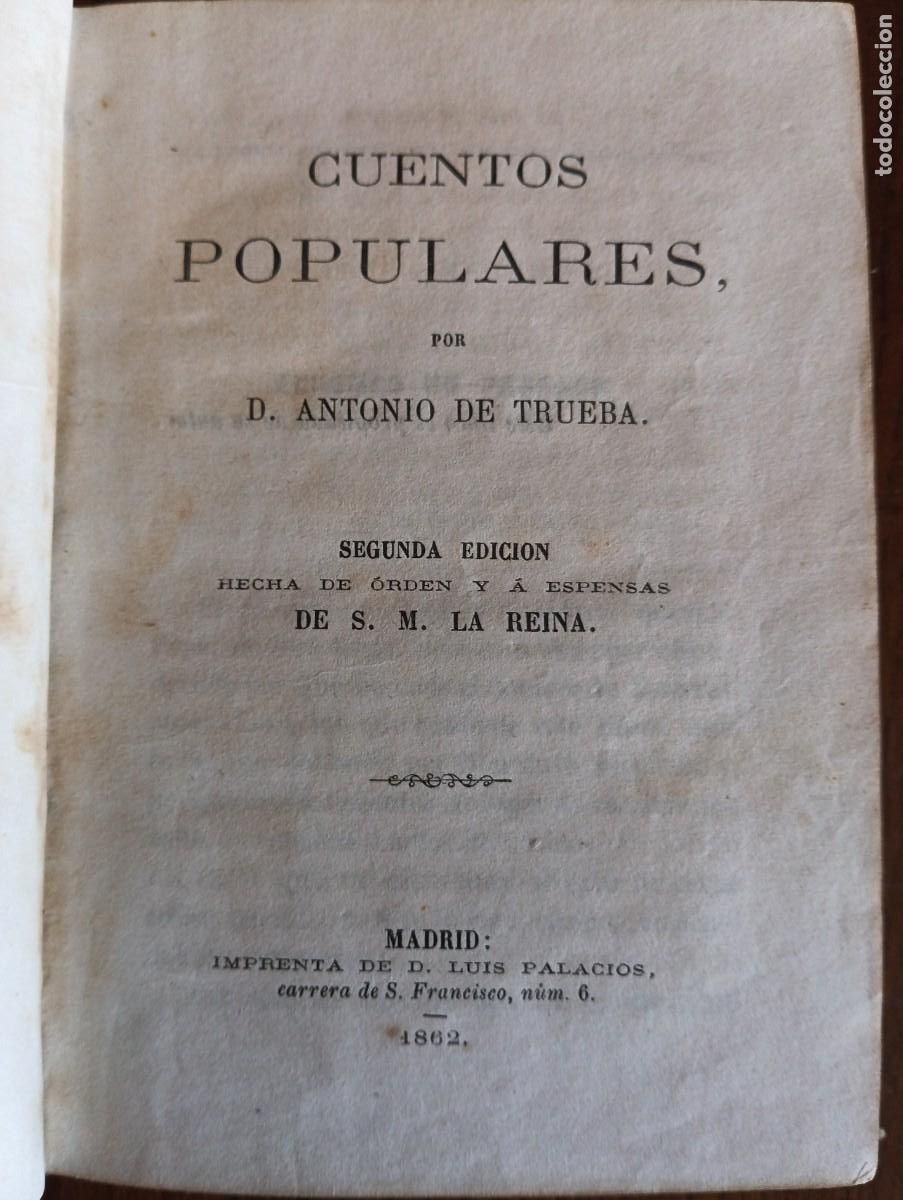 Libros antiguos: CUENTOS POPULARES .- D. ANTONIO DE TRUEBA. MADRID 1862. - Foto 4