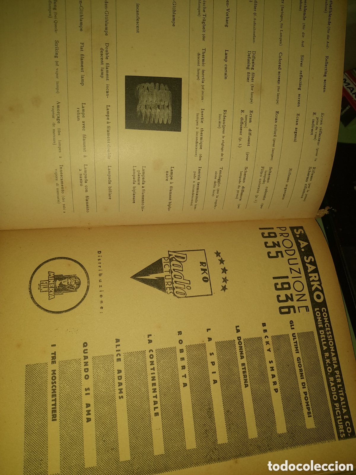 Libros antiguos: Diccionario del cinemat&oacute;grafo en 4 idiomas - Foto 9