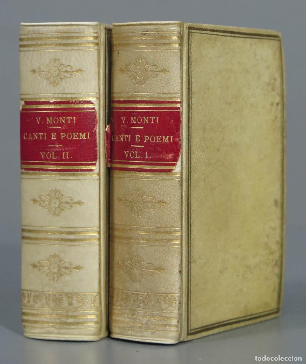 Libros antiguos: CANTI E POEMI. MONTI. 1862. 2 TOMOS - Foto 1
