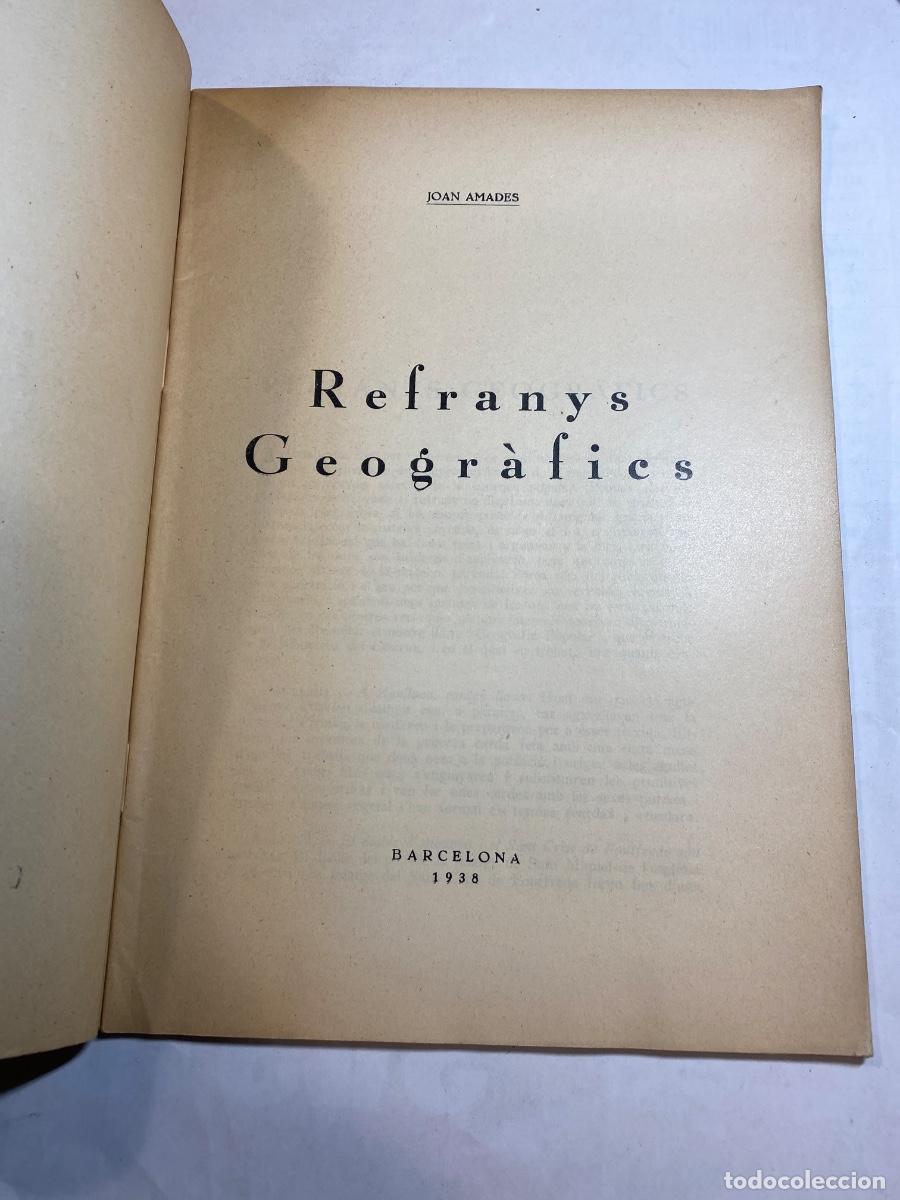 Libros antiguos: REFRANYS GEOGRAFICS JOAN AMADES 1938 - Foto 2