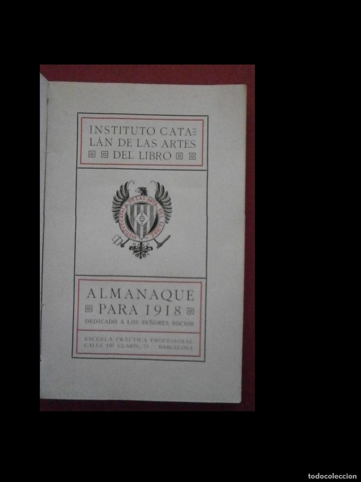 Libros antiguos: Almanaque del Instituto Catal&aacute;n de las Artes del Libro para 1918 - Foto 8