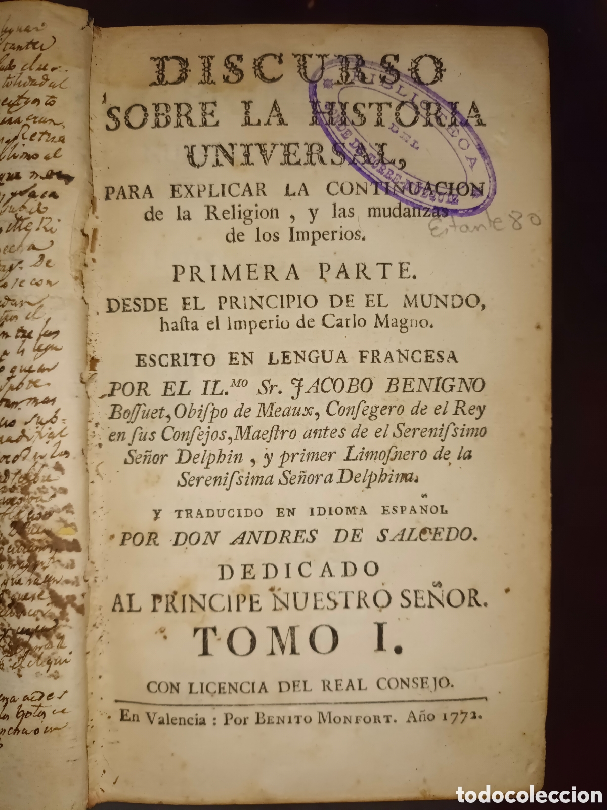 Libros antiguos: Discurso sobre la Historia Universal - Foto 1