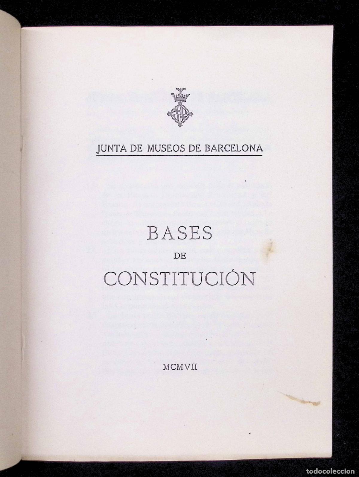 Libros antiguos: JUNTA DE MUSEOS DE BARCELONA. BASES DE CONSTITUCI&Oacute;N. BARCELONA, 1907. - Foto 2