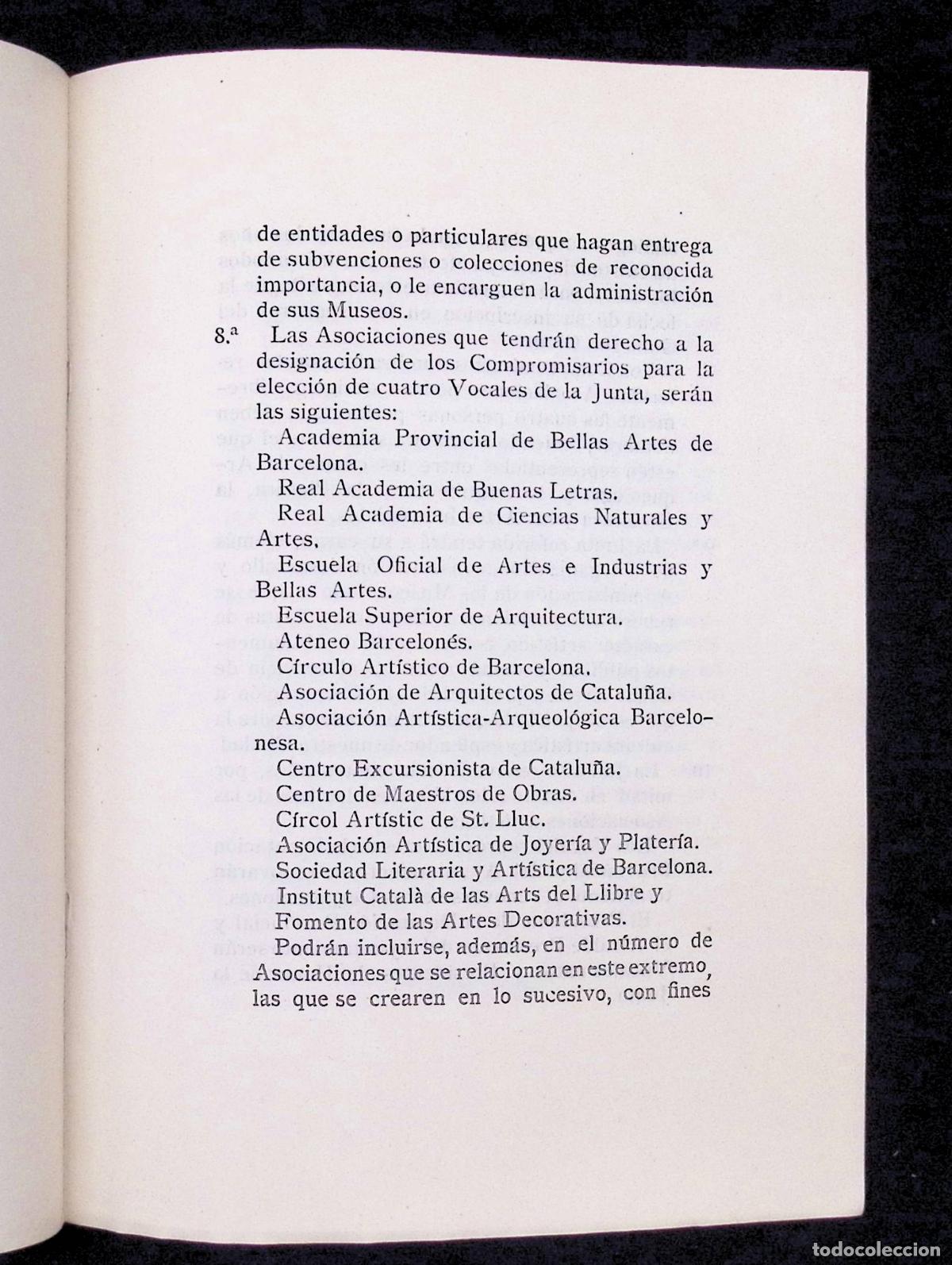 Libros antiguos: JUNTA DE MUSEOS DE BARCELONA. BASES DE CONSTITUCI&Oacute;N. BARCELONA, 1907. - Foto 3