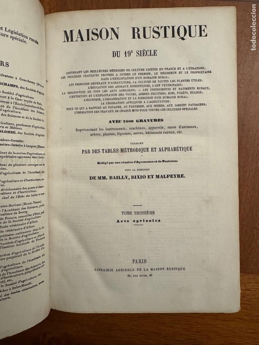 Libros antiguos: Maison Rustique du 19 si&egrave;cle. Tomos 2 y 3 Par&iacute;s - Foto 5