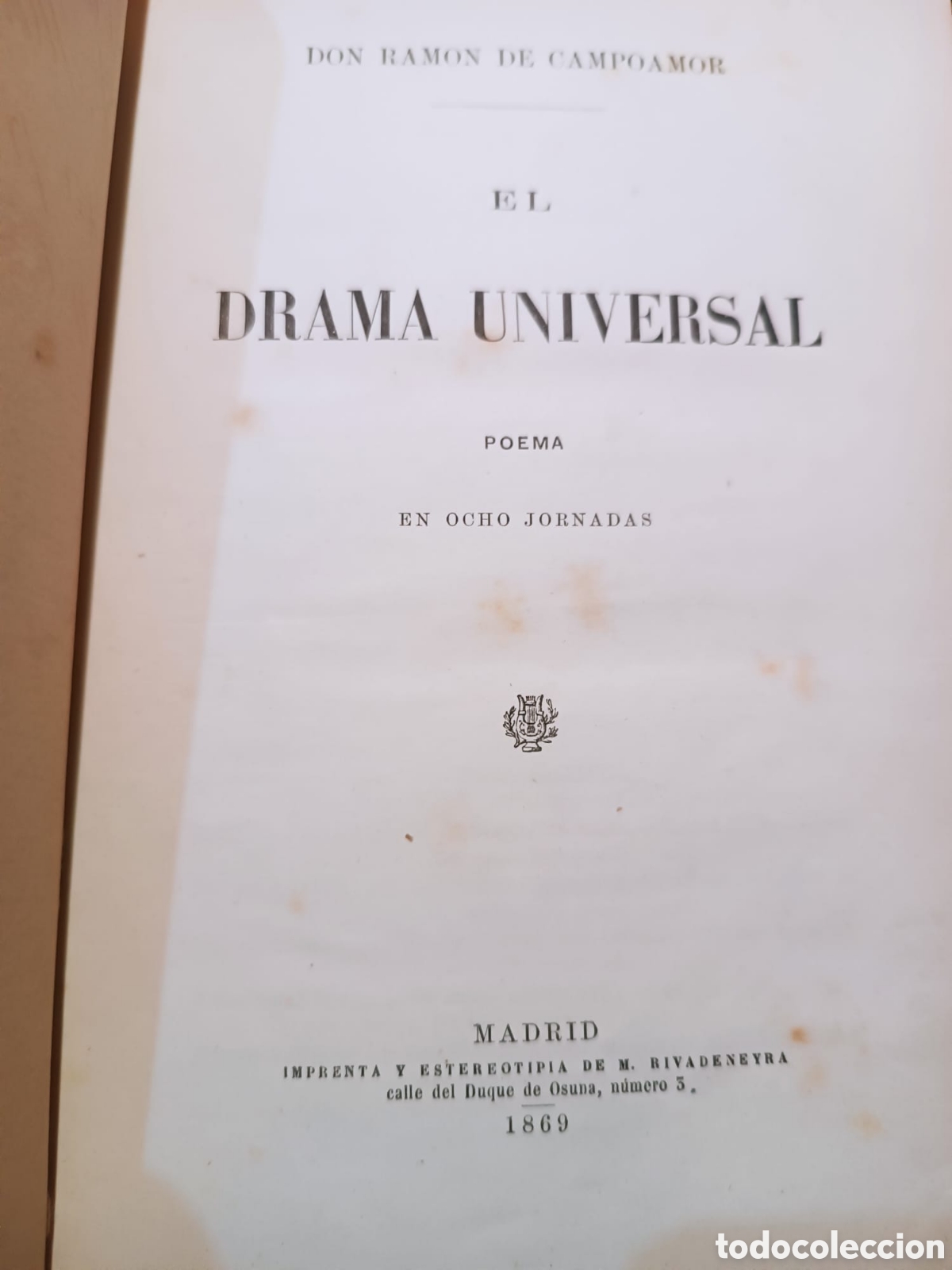 Libros antiguos: El Drama Universal, Ram&oacute;n de Campoamor - Foto 3