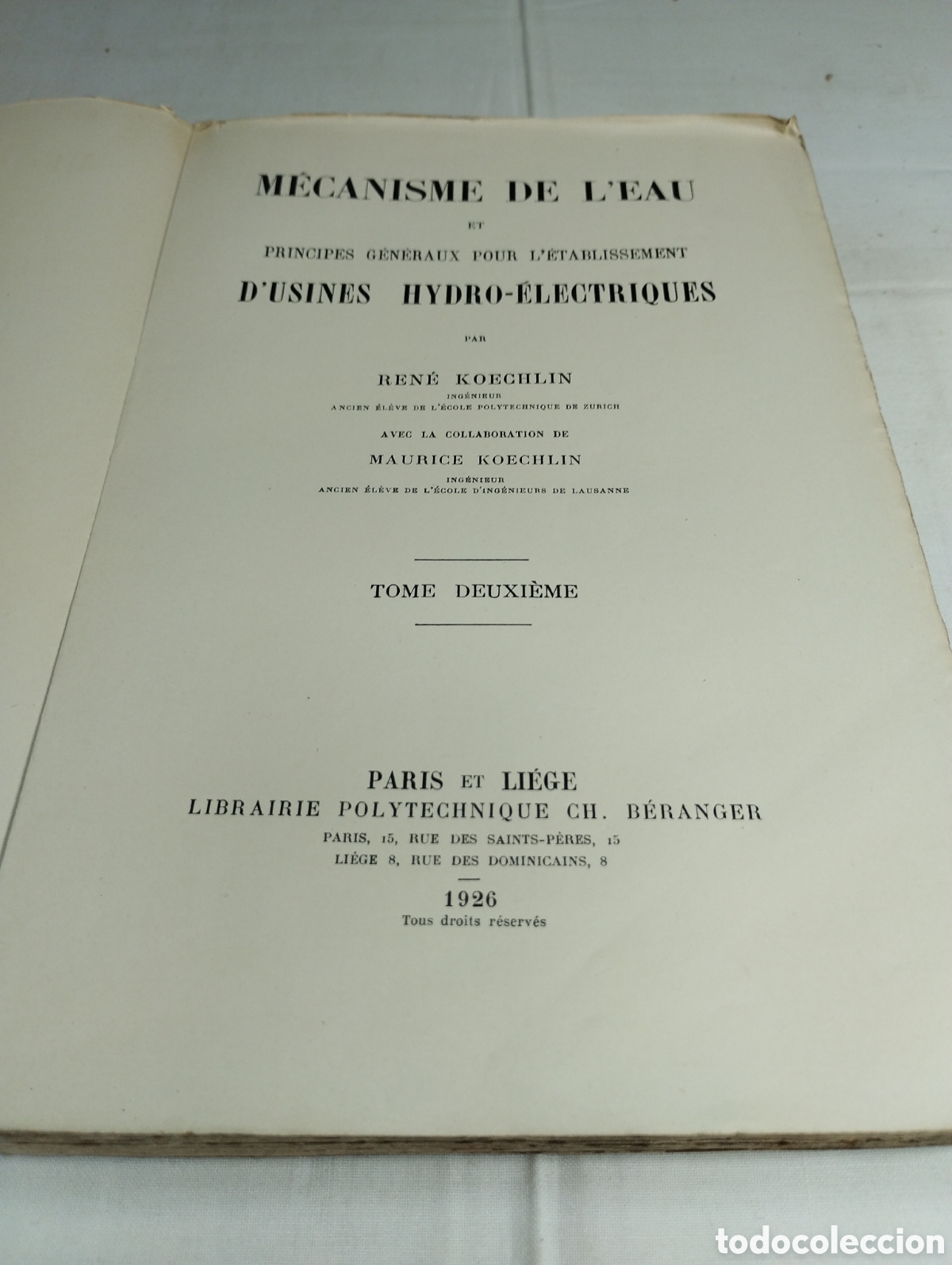 Libros antiguos: M&eacute;canisme de leau. Ren&eacute; Koechlin, 1926 - Foto 2