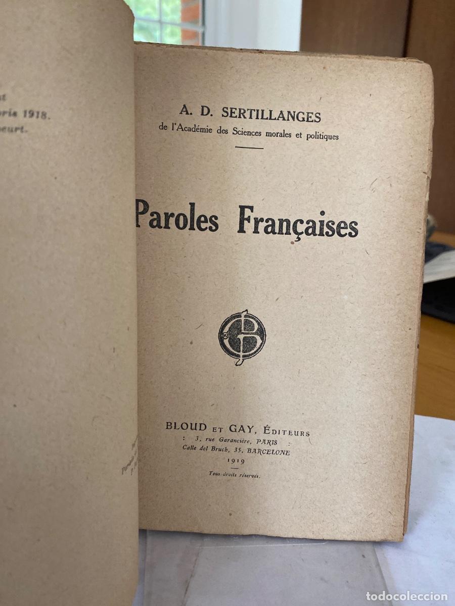 Libros antiguos: PAROLES FRAN&Ccedil;AISES. A. D. SERTILLANGES 1919. - Foto 2