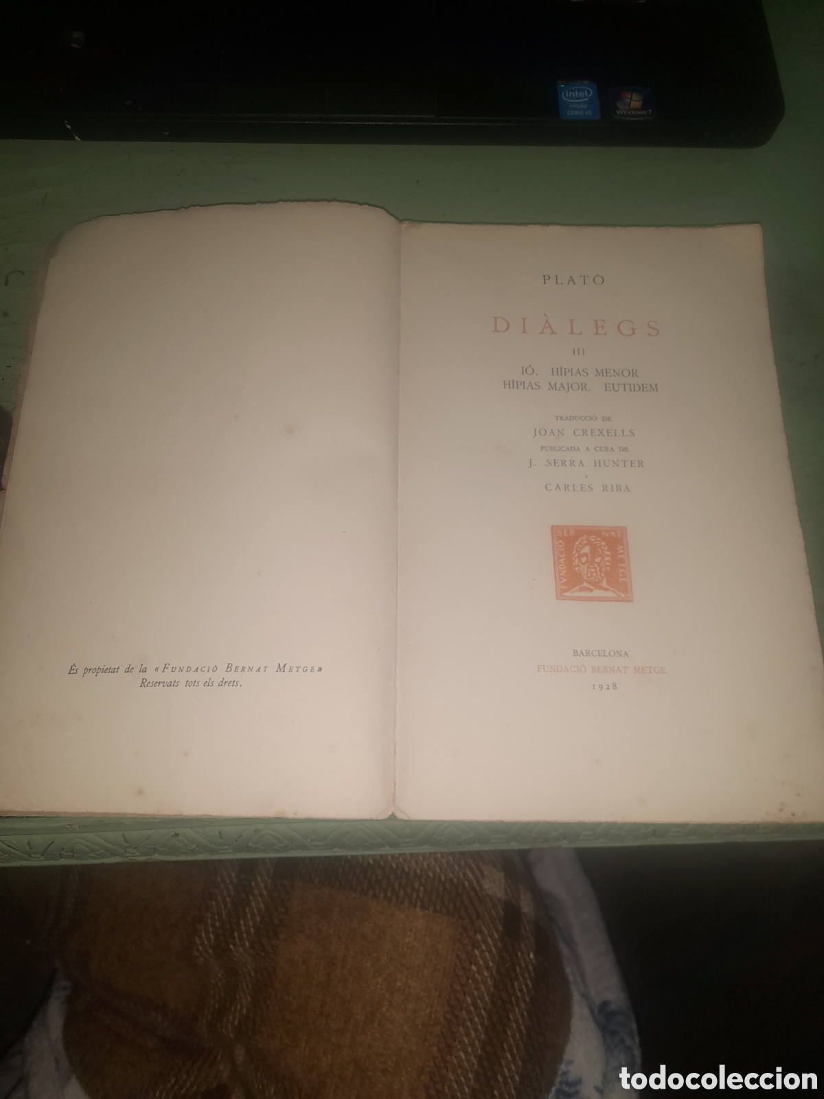 Libros antiguos: Escriptors Grecs Plat&oacute; III Dialegs a&ntilde;o 1928 - Foto 8