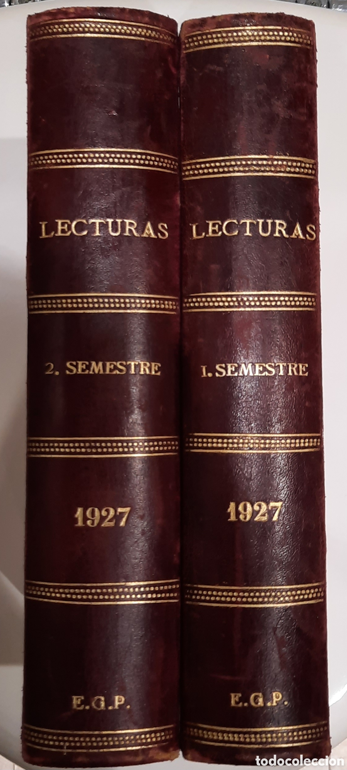 Libros antiguos: 1927: A&ntilde;o Completo Revista LECTURAS (2 Tomos) - &iexcl;Estado Excelente! Media Piel y Dorados