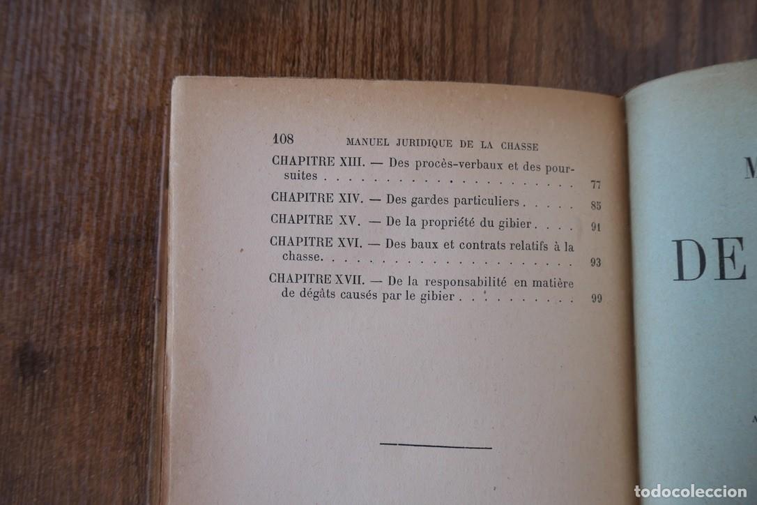 Libros antiguos: MANUEL JURIDIQUE DE LA CHASSE PAR E.DUMONT -1894 - Foto 4