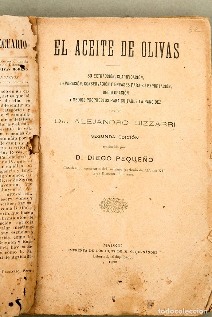Libros antiguos: EL ACEITE DE OLIVAS - ALEJANDRO BIZZARRI - 1900 - Foto 4