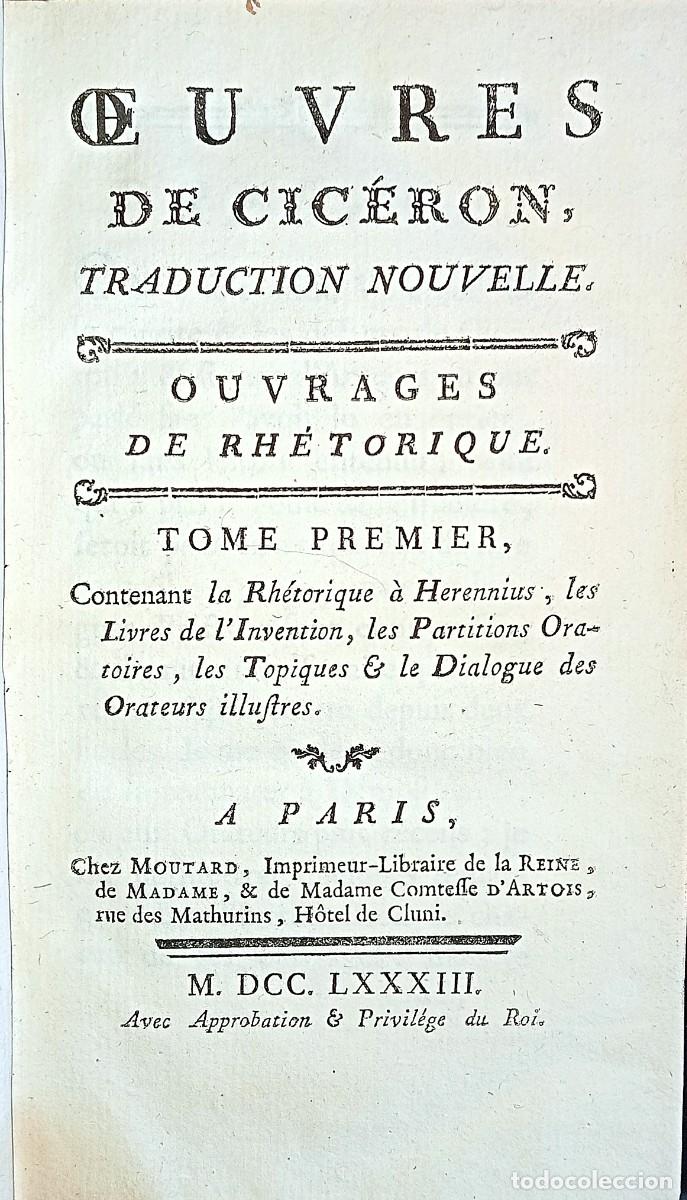 Libros antiguos: OEUVRES DE CIC&Eacute;RON. TRADUCTION NOUVELLE. ( 7 TOMOS) - Foto 3