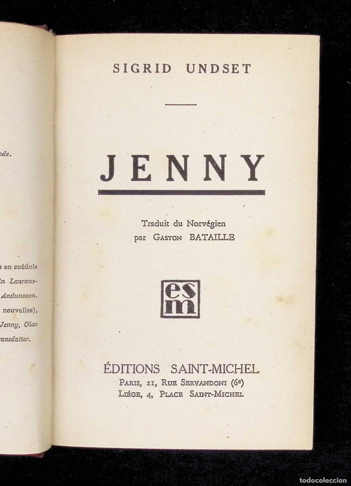Libros antiguos: JENNY. - UNDSET, Sigrid. Ed. Saint-Michel. Paris, 1929. - Foto 1