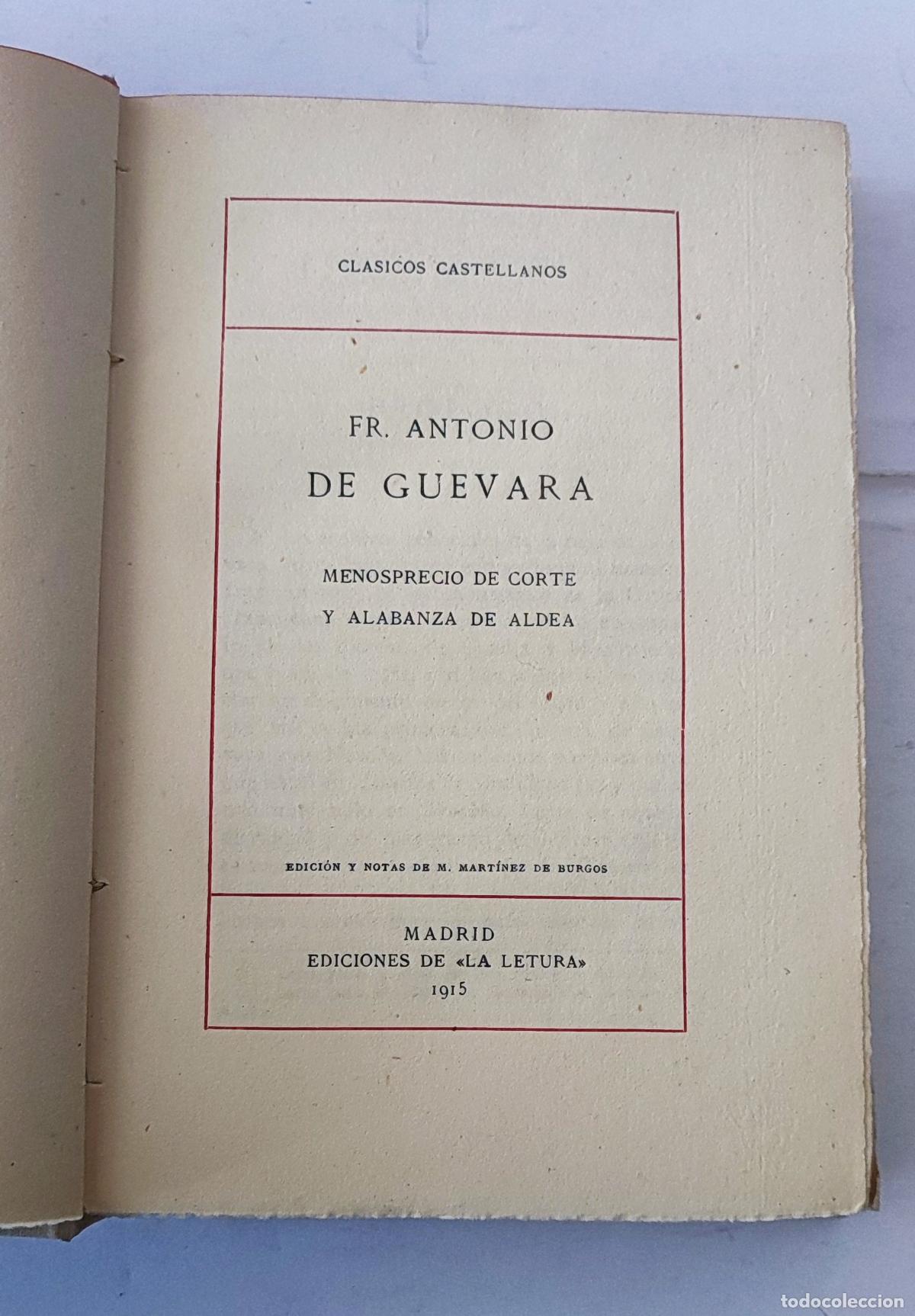 Libros antiguos: MENOSPRECIO DE CORTE Y ALABANZA DE ALDEA - Antonio de Guevara - Foto 3