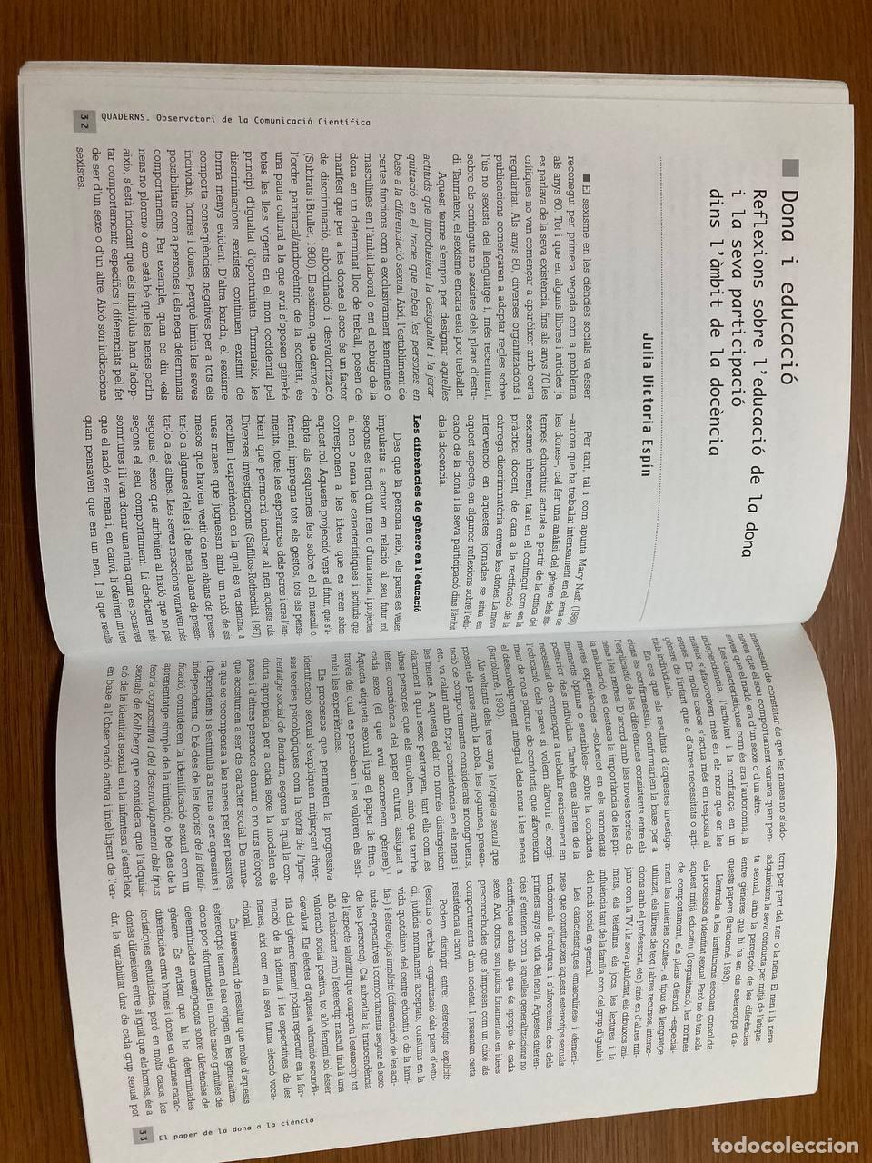 Libros antiguos: Quaderns. Dona i ci&egrave;ncia. Observatori de la Comunicaci&oacute; Cient&iacute;fica - Foto 2