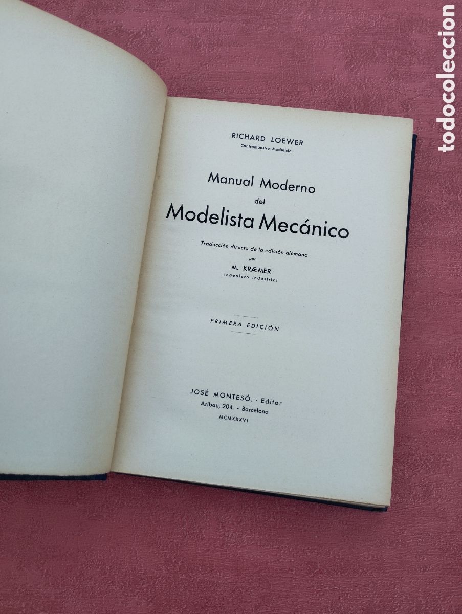 Libros antiguos: Modelista mec&aacute;nico. Loewer. - Foto 3
