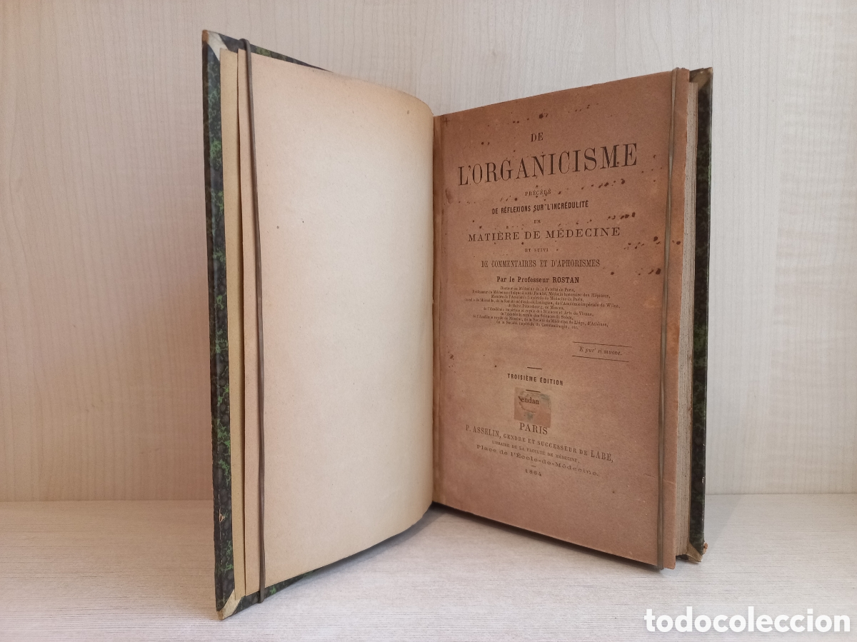 Libros antiguos: De lOrganicisme. Rostan. Asselin, 1864. Franc&eacute;s. - Foto 4