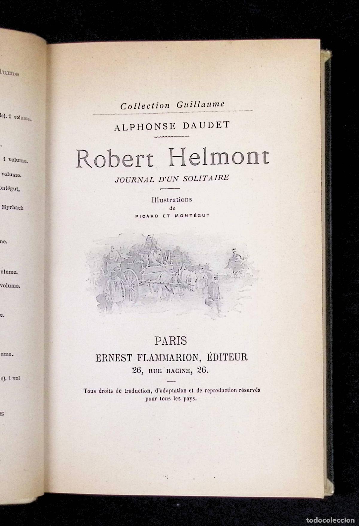 Libros antiguos: ROBERT HELMONT JOURNAL DUN SOLITAIRE. - DAUDET, Alphonse. - Foto 2