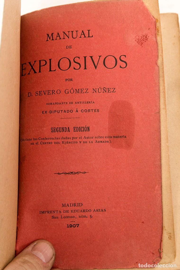 Libros antiguos: MANUAL DE EXPLOSIVOS - SEVERO GOMEZ - 1907 - Foto 1