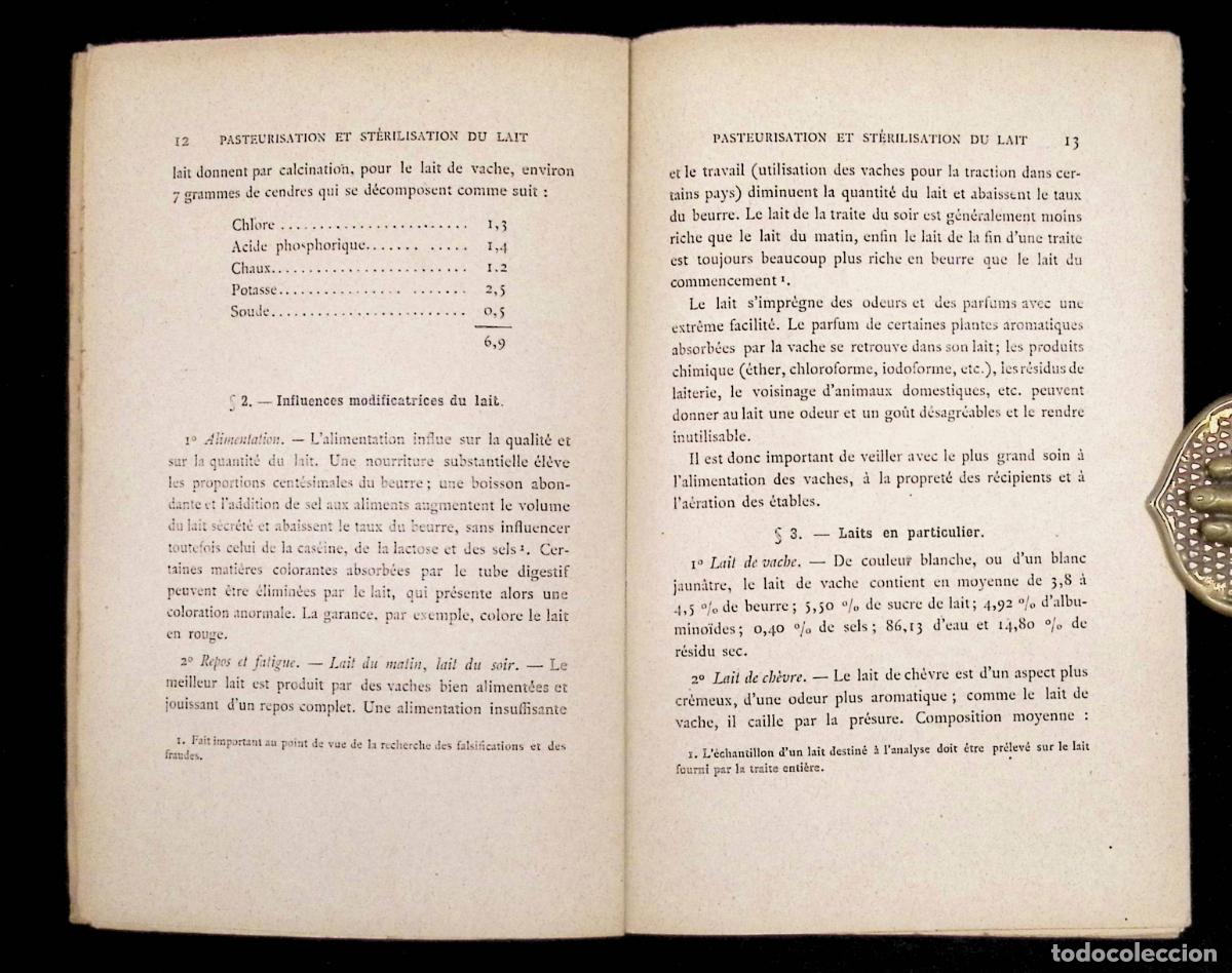 Libros antiguos: PASTEURISATION ET ST&Eacute;RILISATION DU LAIT. - ROTHSCHILD, Henri de. 1901. - Foto 3