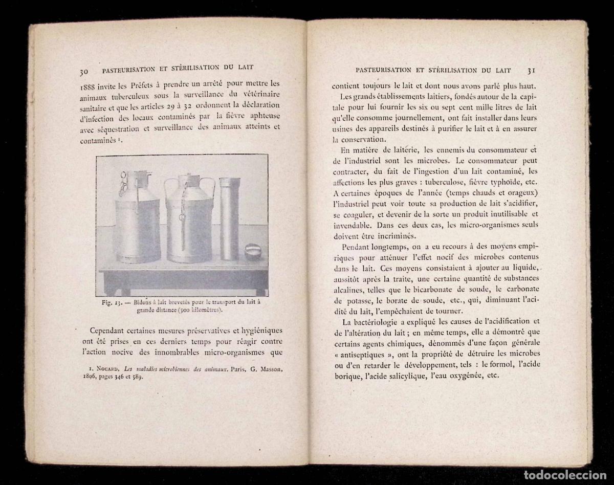 Libros antiguos: PASTEURISATION ET ST&Eacute;RILISATION DU LAIT. - ROTHSCHILD, Henri de. 1901. - Foto 4