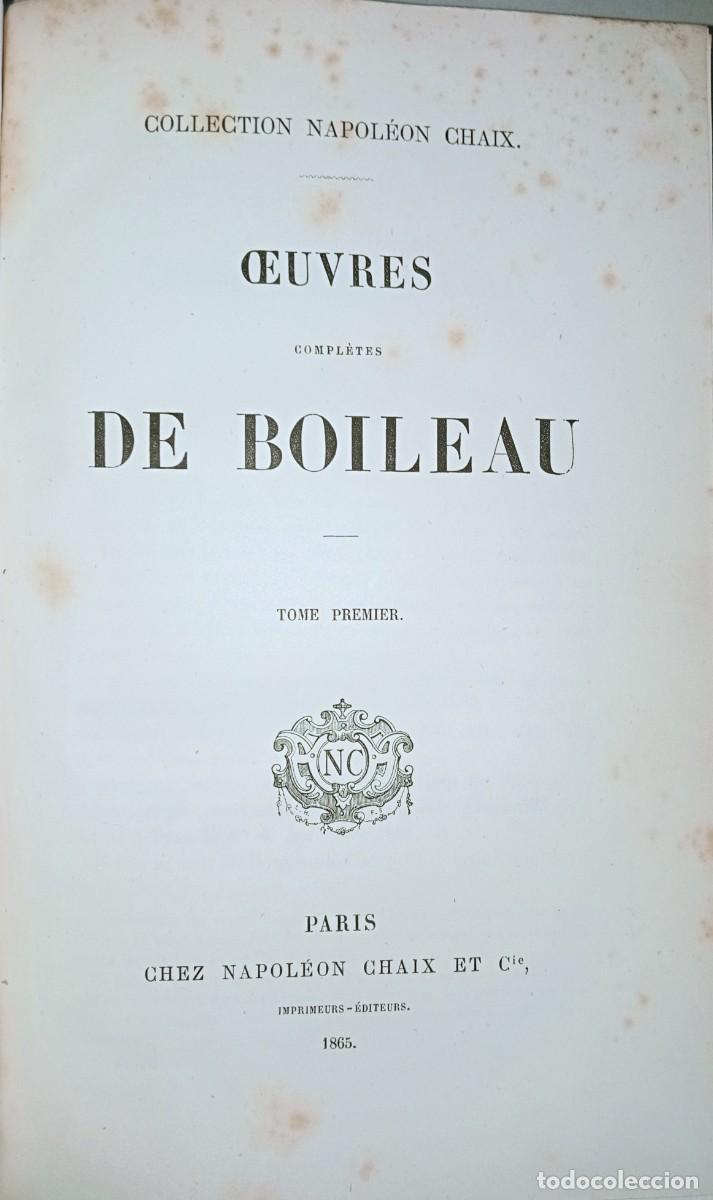 Libros antiguos: OEUVRES COMPL&Egrave;TES DE BOILEAU. TOMO I - Foto 2