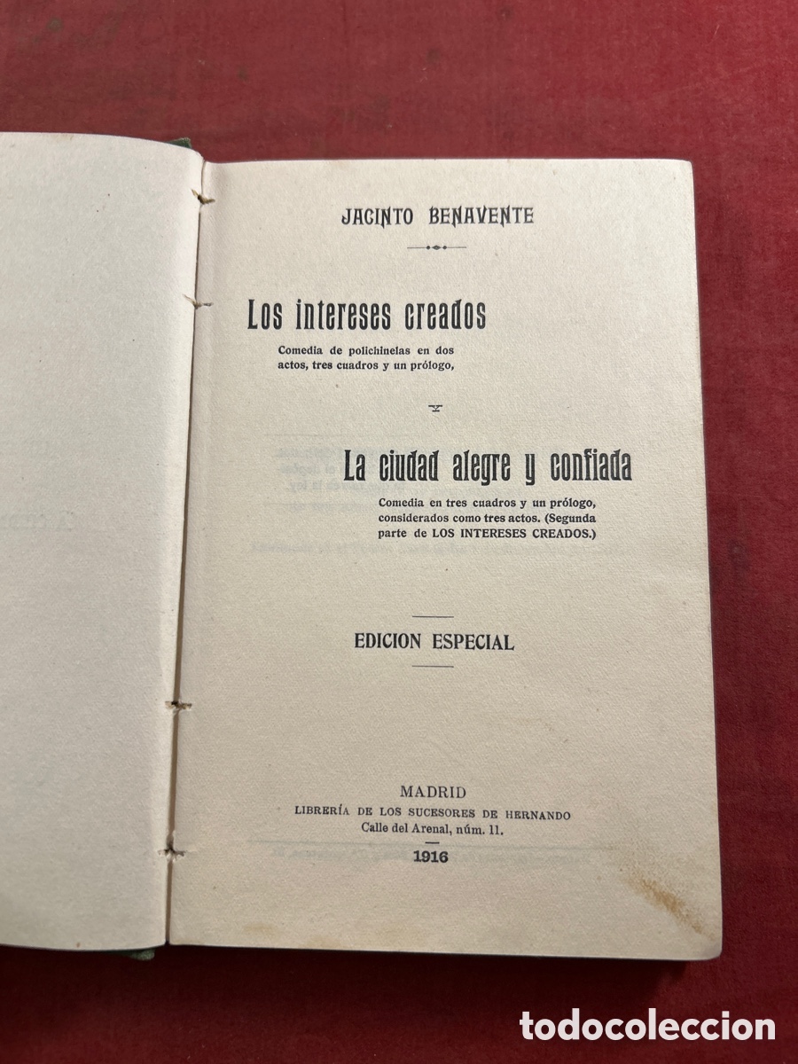 Libros antiguos: LOS INTERESES CREADOS y LA CIUDAD ALEGRE Y CONFIADA - Foto 2