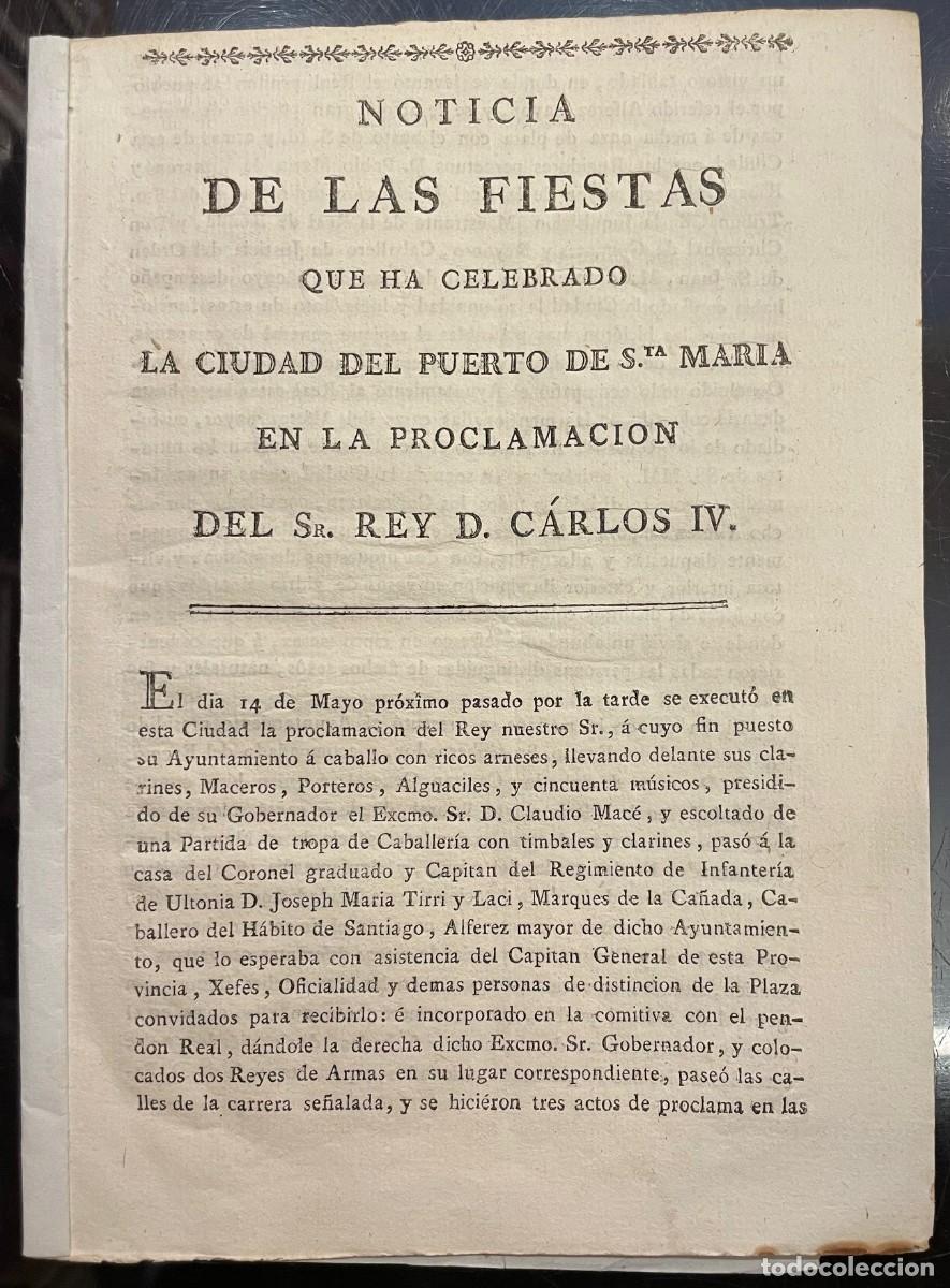 Antiquarische B&uuml;cher: Noticia De Las Fiestas Que Ha Celebrado La Ciudad Del Puerto De Santa Maria En La Proclamaci&oacute;n