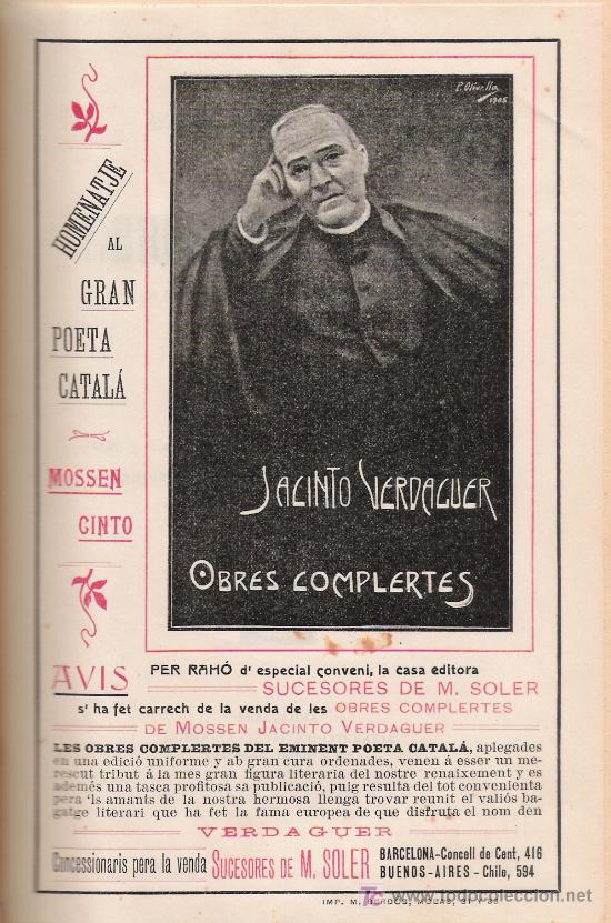 Libros antiguos: BIBLIOGRAF&Iacute;A- JACINTO VERDAGUER &ndash; 1910 * RARO * - Foto 2