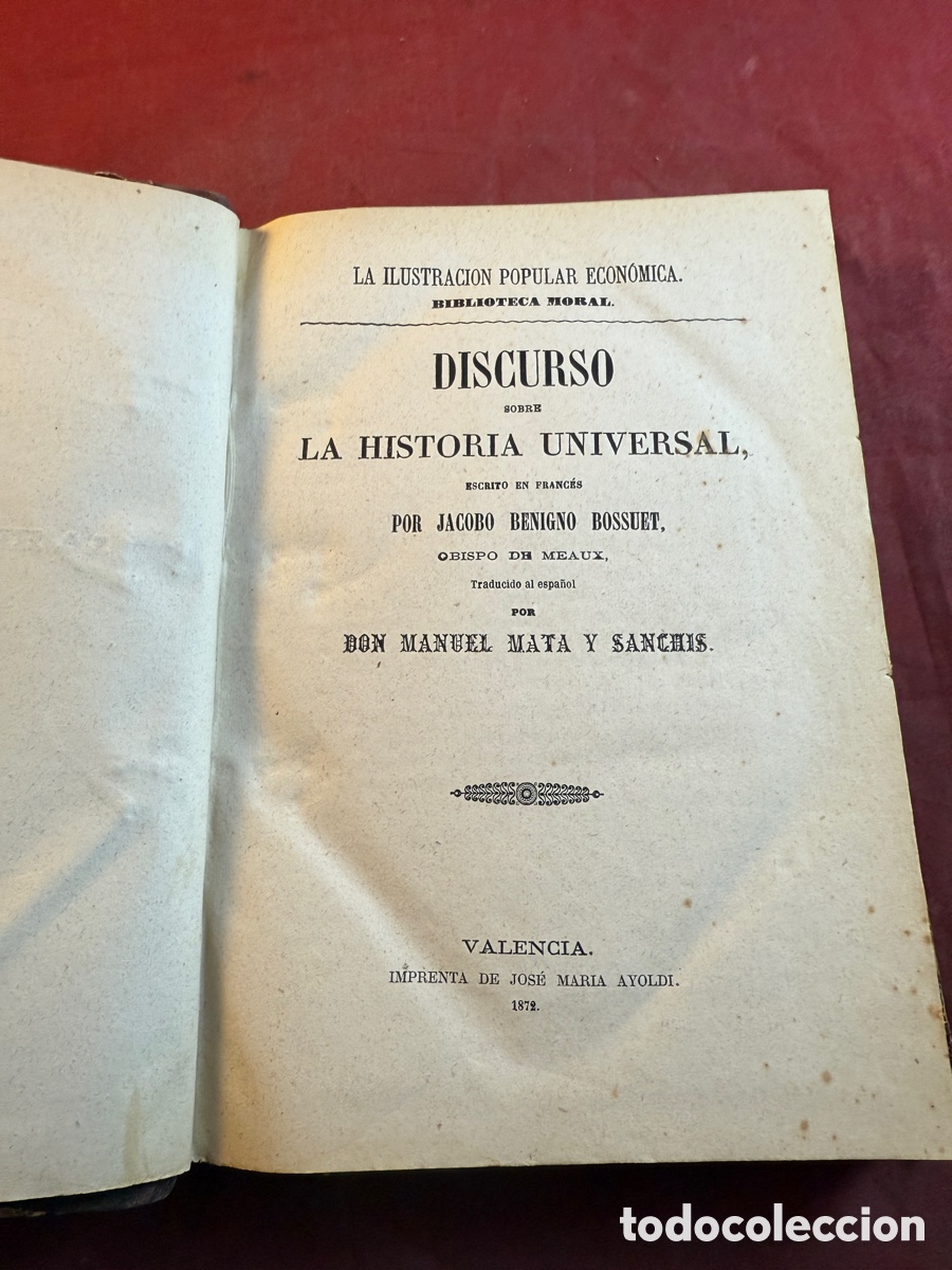 Libros antiguos: DISCURSO SOBRE LA HISTORIA UNIVERSAL 1872 - Foto 1