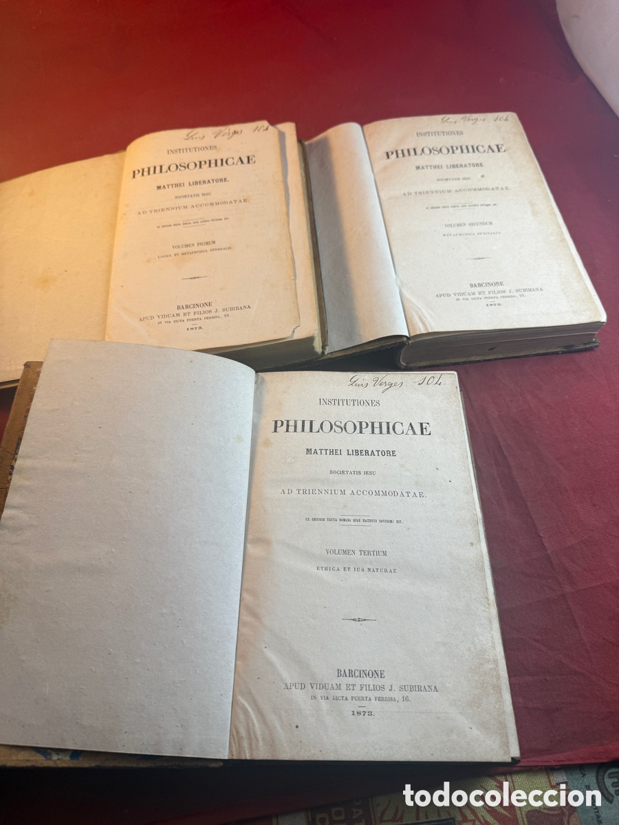 Libros antiguos: INSTITUCIONES PHILOSOPHICAE 1873 - 3 TOMOS - Foto 3