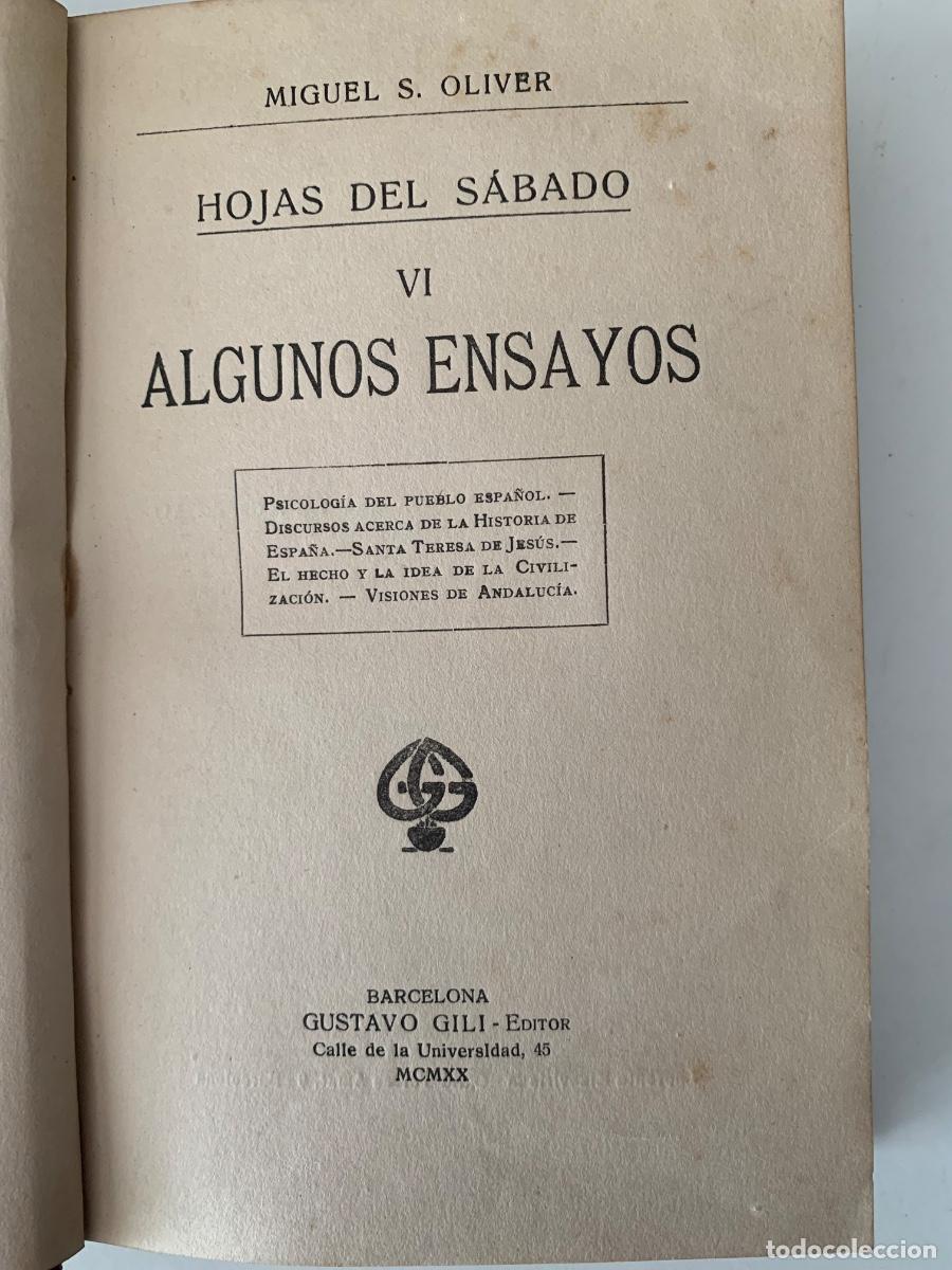 Libros antiguos: Hojas del S&aacute;bado de M.S.Oliver (Bols 27) - Foto 1
