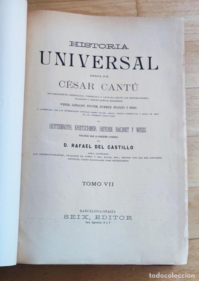 Libros antiguos: HISTORIA UNIVERSAL (TOMO VII) - C&eacute;sar Cant&uacute; - Foto 2