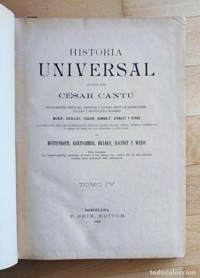 Libros antiguos: HISTORIA UNIVERSAL (TOMO IV) - C&eacute;sar Cant&uacute; - Foto 2