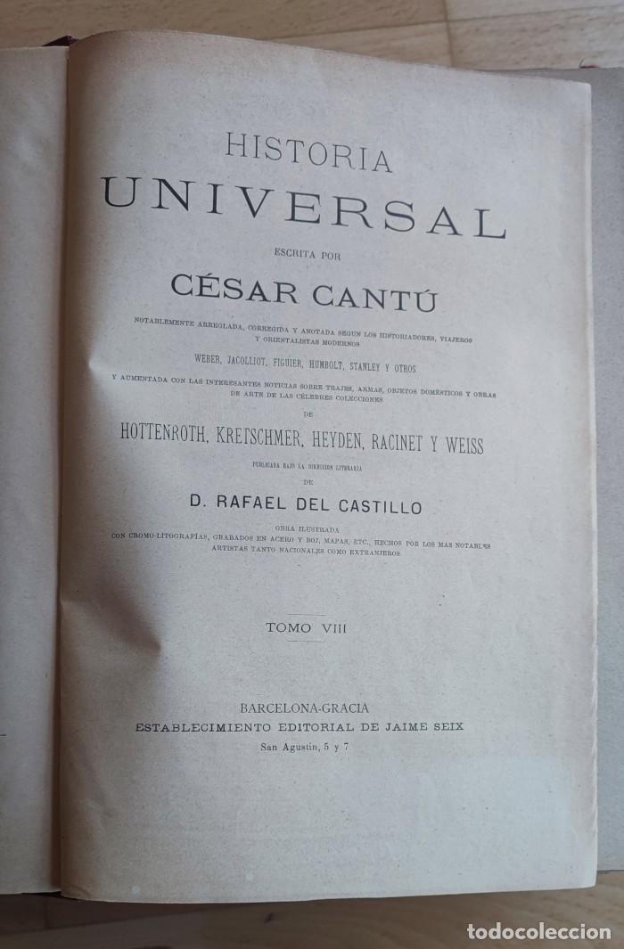 Libros antiguos: HISTORIA UNIVERSAL (TOMO VIII) - C&eacute;sar Cant&uacute; - Foto 5