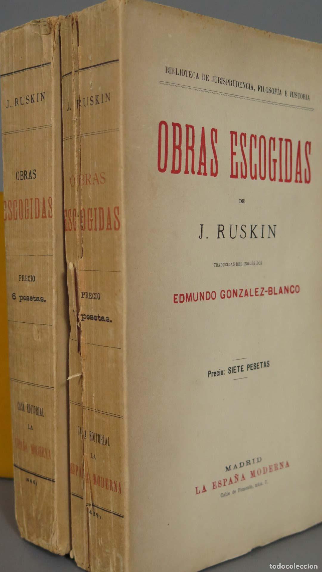 Libros antiguos: OBRAS ESCOGIDAS. J. RUSKIN. 2 TOMOS - Foto 1