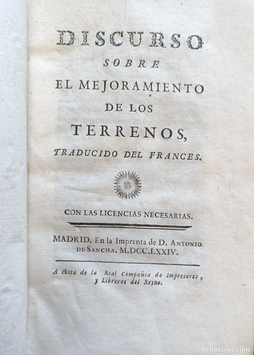 Libros antiguos: Mejora de los terrenos 1774 - Foto 1