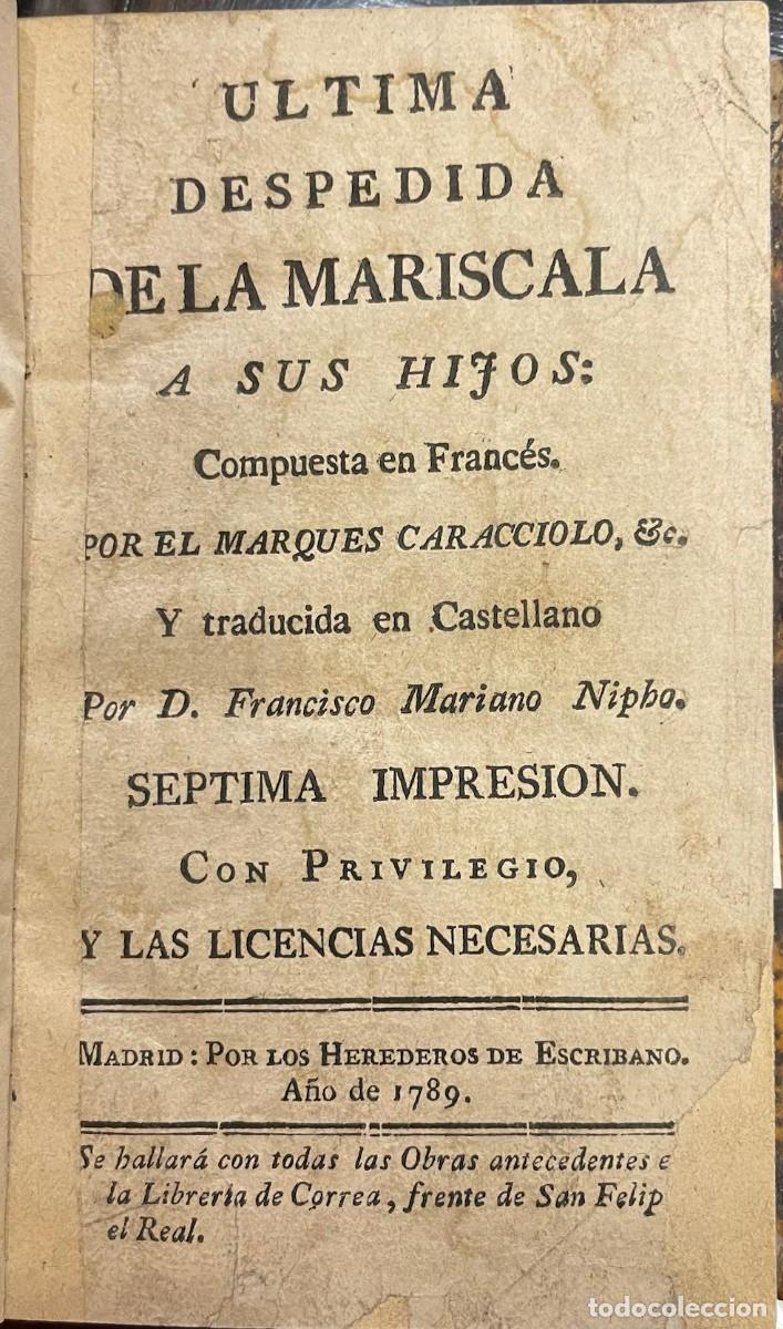 Libros antiguos: Caracciolo . Ultima Despedida De La Mariscala a Sus Hijos - Foto 2