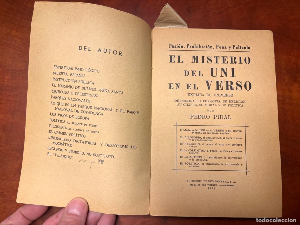 Libros antiguos: El misterio del UNI en el VERSO, Pedro Pidal, 1933 - Foto 1