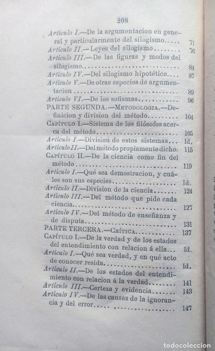 Libros antiguos: L&Ograve;GICA - JUAN MANUEL ORTI Y LARA - 1880 - Foto 3