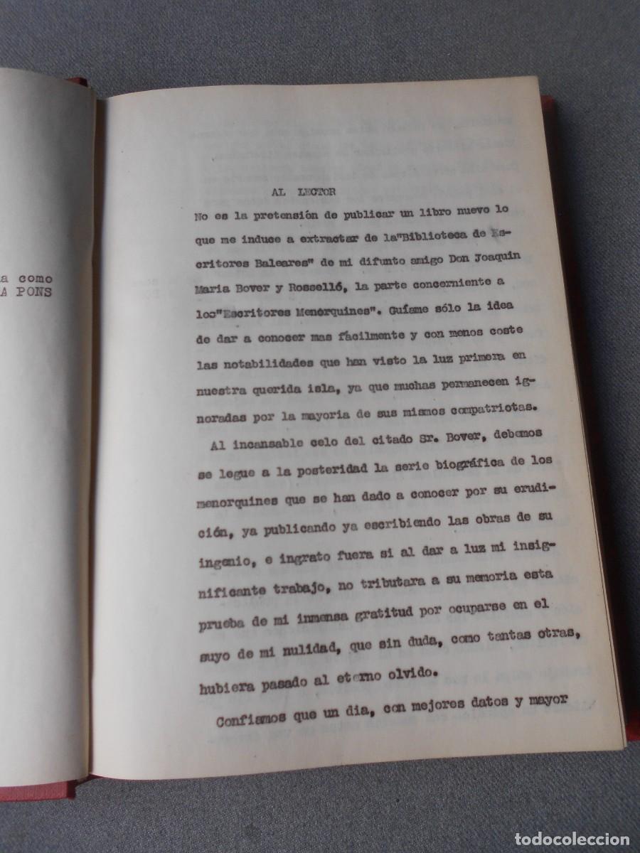 Libros antiguos: BIBLIOTECA DE ESCRITORES MENORQUINES - Foto 3