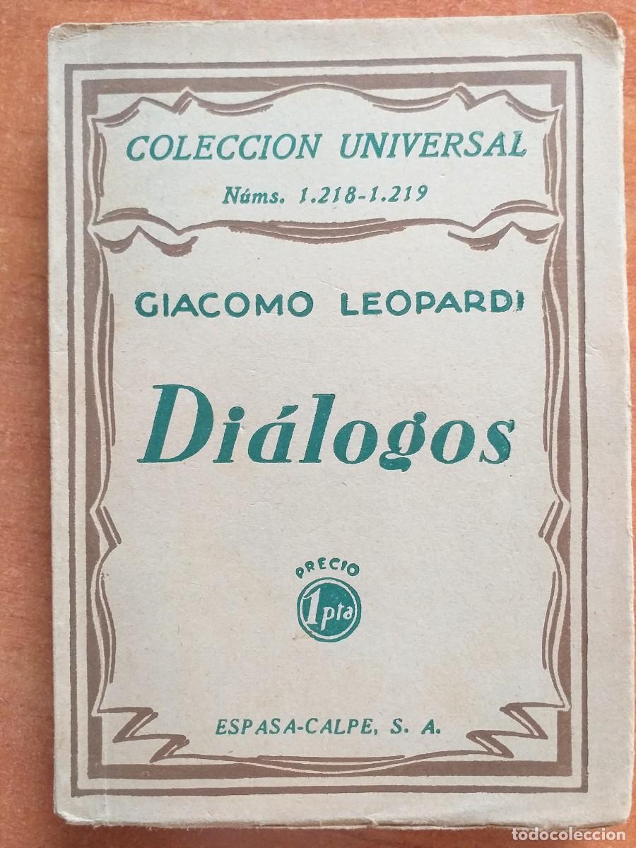 Libros antiguos: 1931 - DI&Aacute;LOGOS - GIACOMO LEOPARDI - Foto 1