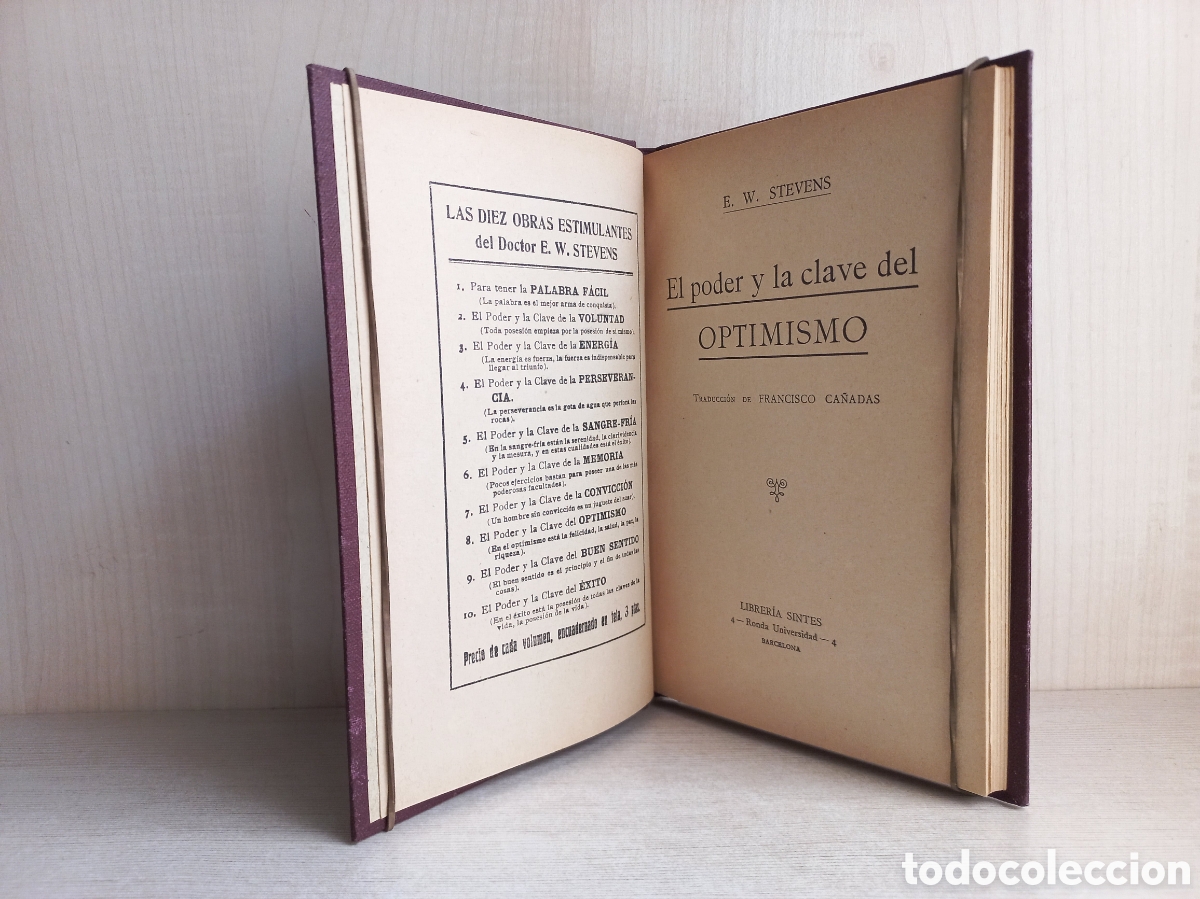 Libros antiguos: El poder y la clave del optimismo. Stevens. Librer&iacute;a Sintes. - Foto 4