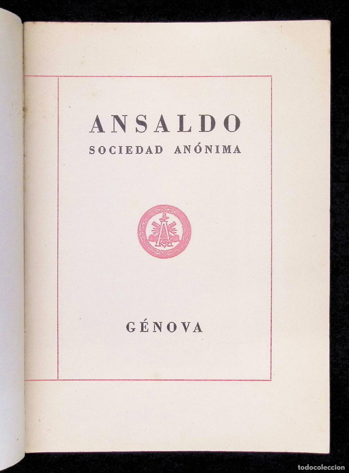Libros antiguos: ANSALDO SOCIEDAD AN&Oacute;NIMA. G&Eacute;NOVA. - Foto 2