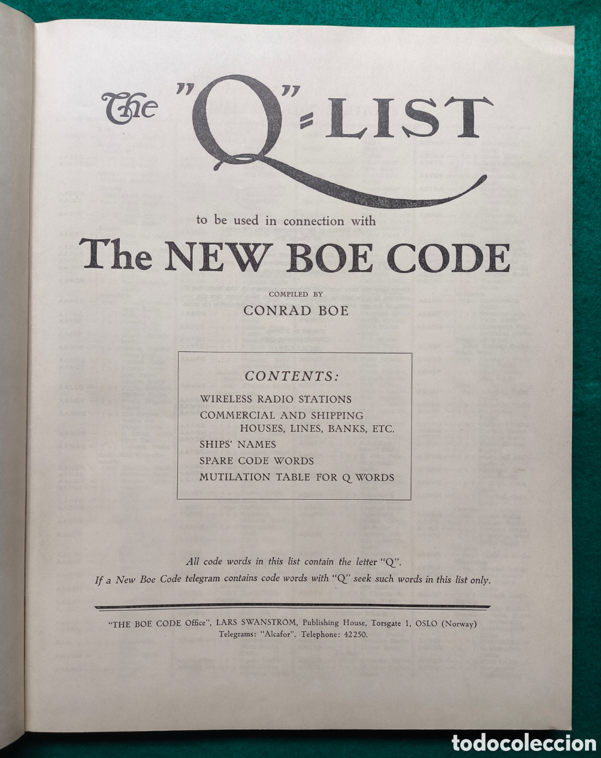 Libros antiguos: RADIO THE Q LIST THE NEW BOE CODE BOOK 1937 - Foto 1