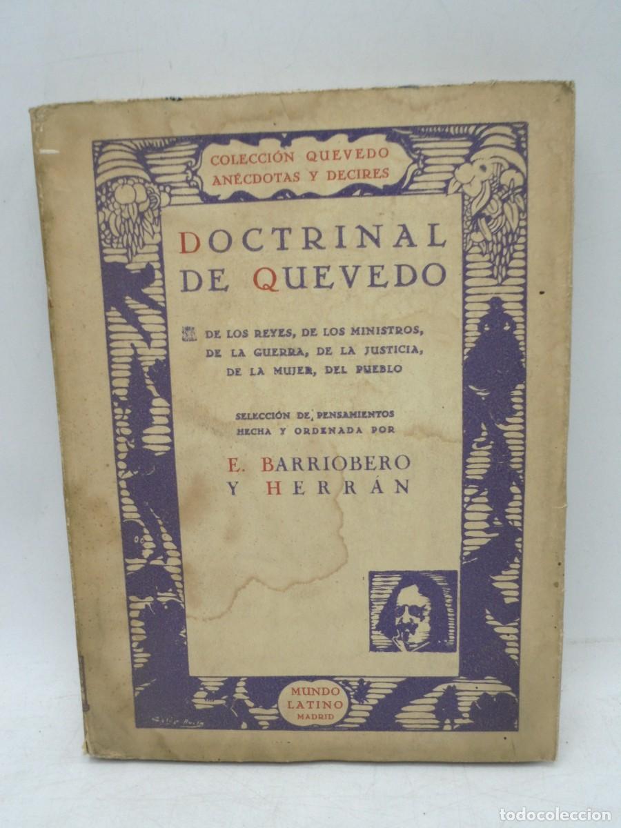 Libros antiguos: DOCTRINAL DE QUEVEDO. E. BARRIOBERO Y HERRAN. 1930. PAGS : 168. - Foto 1