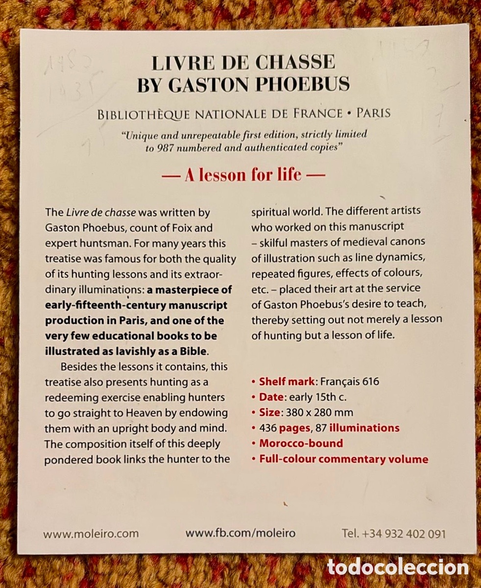 Libros antiguos: &ldquo; Libro de Caza &ldquo; de Gaston F&eacute;bus . Edici&oacute;n Facs&iacute;mil Moleiro . - Foto 10